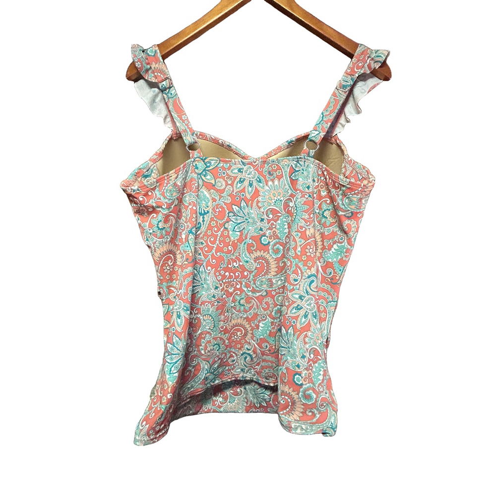 Isaac Mizrahi Live Paisley Tankini Top Ruched Ruffle Size 20W - Picture 3 of 8